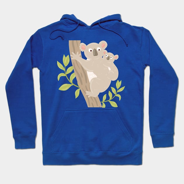 Koala Hand Drawn Cartoon Hoodie by Mako Design 